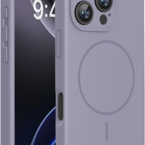 Miracase Magnetic for iPhone 16 Pro Max Case, [Soft Anti-Scratch Microfiber Lining], Compatible with MagSafe, Liquid Silicone Case Shockproof Drop Protection Phone Case for 16 ProMax,Lavender Gray