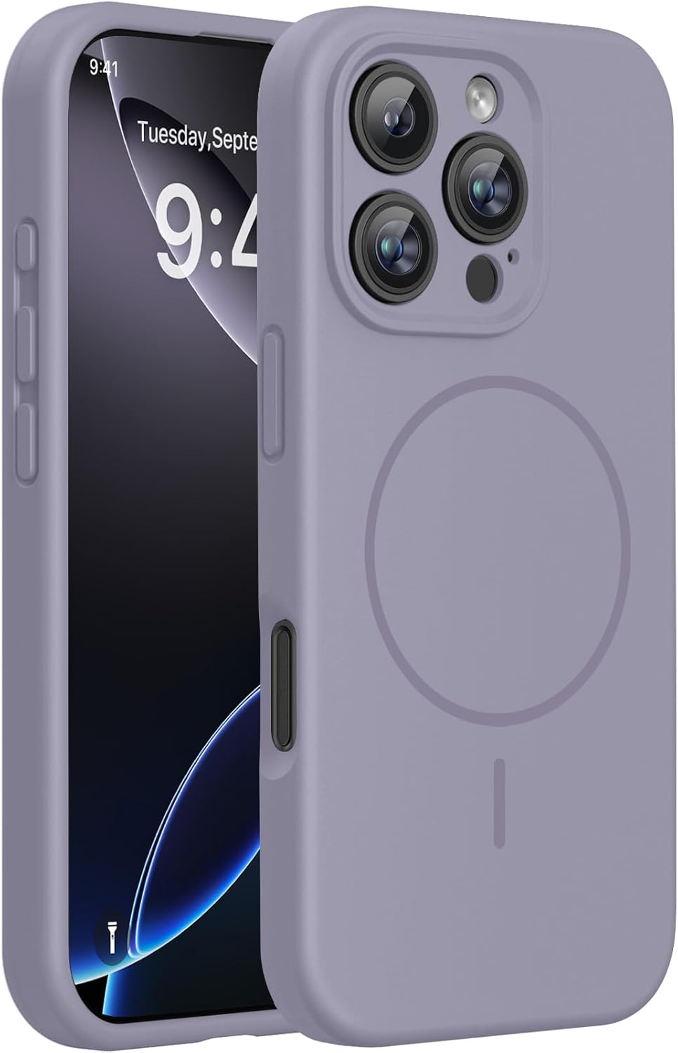 Miracase Magnetic for iPhone 16 Pro Max Case, [Soft Anti-Scratch Microfiber Lining], Compatible with MagSafe, Liquid Silicone Case Shockproof Drop Protection Phone Case for 16 ProMax,Lavender Gray