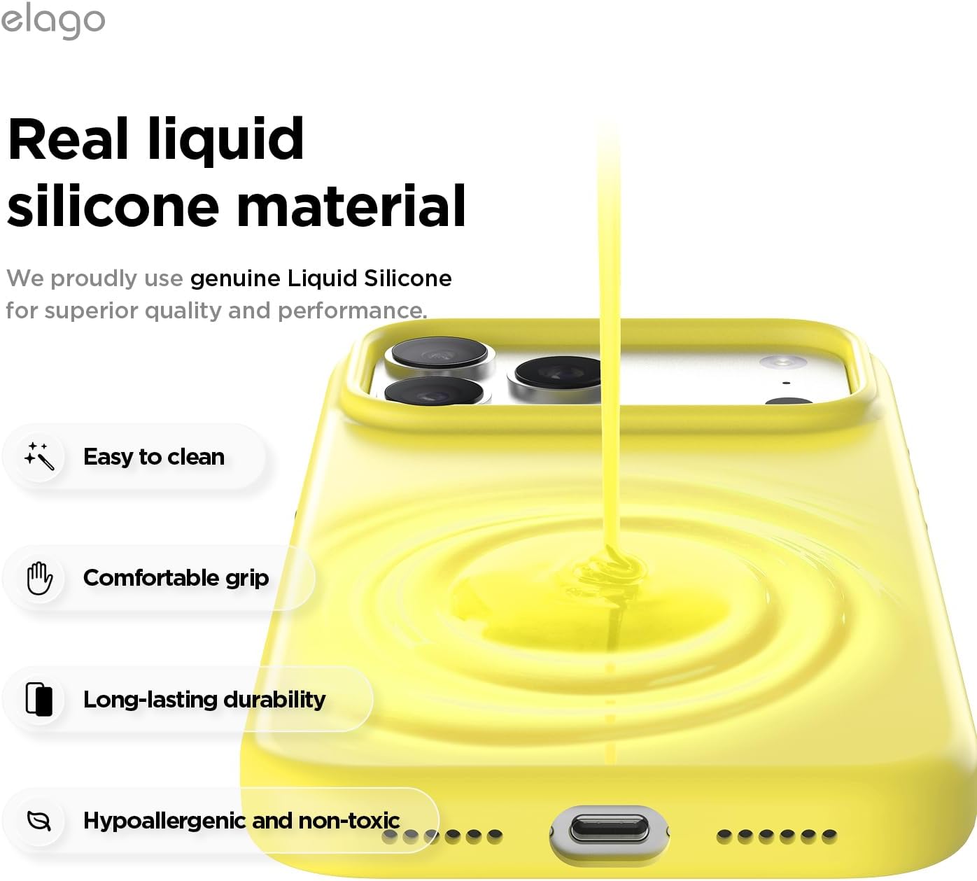 elago for iPhone 17 Pro Max Case, Premium Magnetic Silicone Case, Compatible with MagSafe, Liquid Silicone Material, Protective Cover, Shockproof, Slim Phone, 6.9 inch (Neon Yellow)