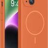 Miracase Magnetic for iPhone 14 Case, [Soft Anti-Scratch Microfiber Lining], Compatible with MagSafe, Liquid Silicone Case Shockproof Drop Protection Phone Case for 14, Orange