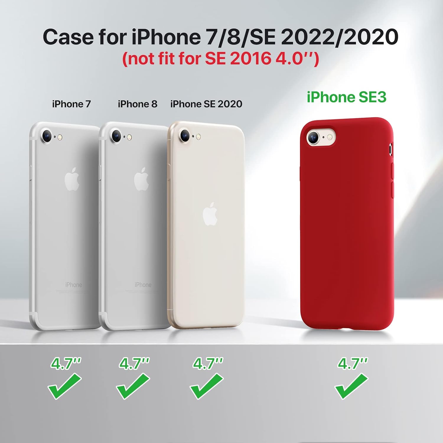 614UQ7roRLL._AC_SL1500_ Miracase Ultra Slim Designed for iPhone SE Case 2022(3rd Gen)/iPhone SE 2020 Case(2nd Gen)/iPhone 7 Case/iPhone 8 Case with Screen Protector, Multi-Color Silicone Shockproof Phone Case(Glossy Red)