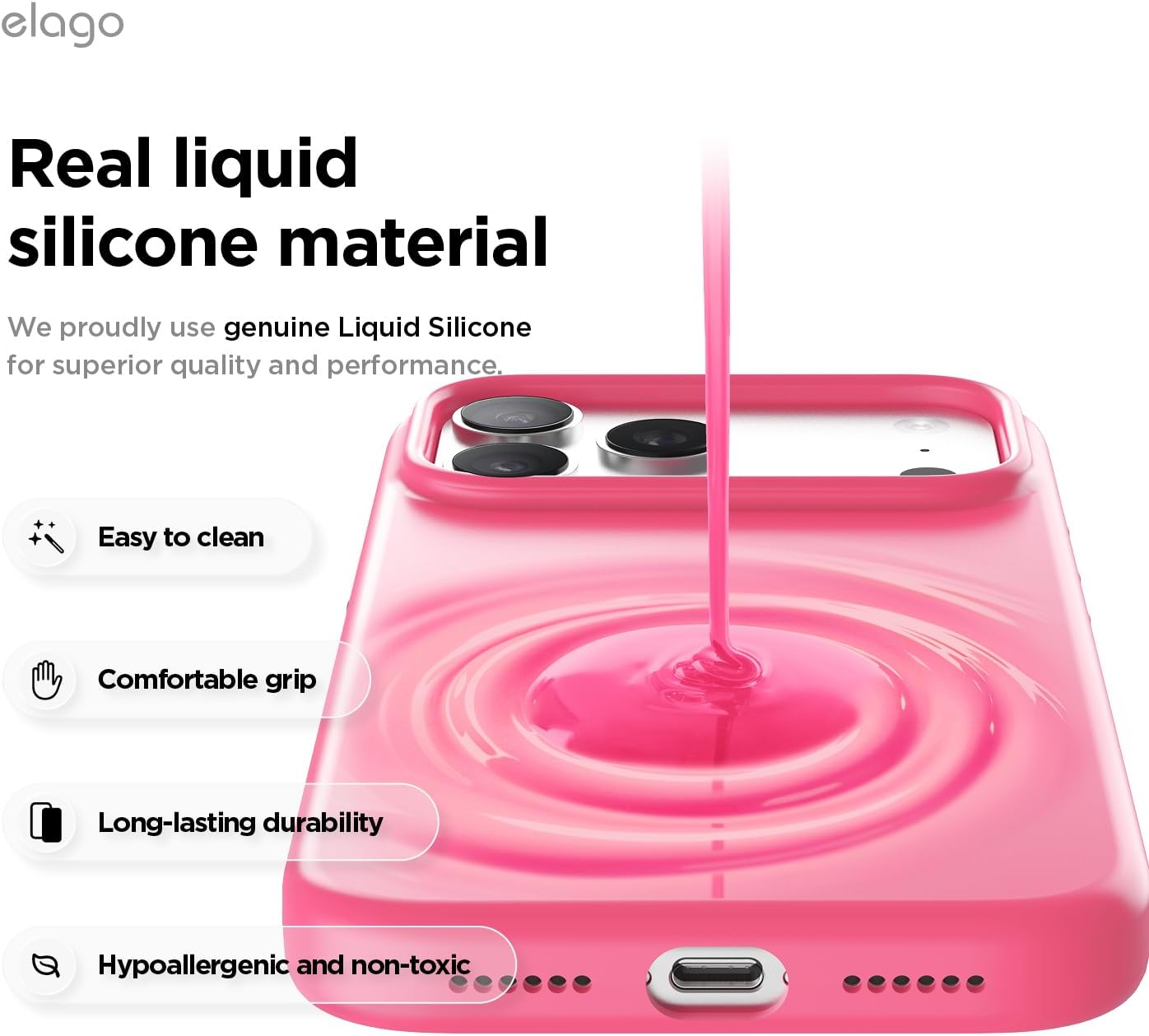 614cGR8NpeL._AC_SL1500_ elago for iPhone 17 Pro Max Case, Premium Magnetic Silicone Case, Compatible with MagSafe, Liquid Silicone Material, Protective Cover, Shockproof, Slim Phone, 6.9 inch (Ice Red)