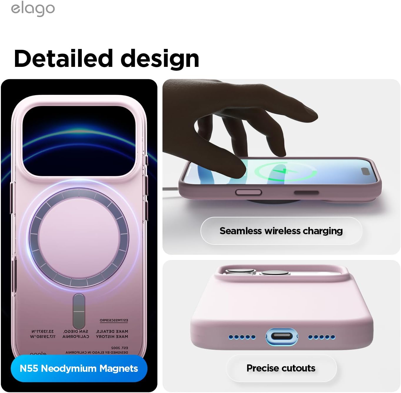 614hhUhLCL._AC_SL1500_ elago for iPhone 17 Pro Case, Premium Magnetic Silicone Case, Compatible with MagSafe, Liquid Silicone Material, Protective Cover, Shockproof, Slim Phone, 6.3 inch (Light Lilac)