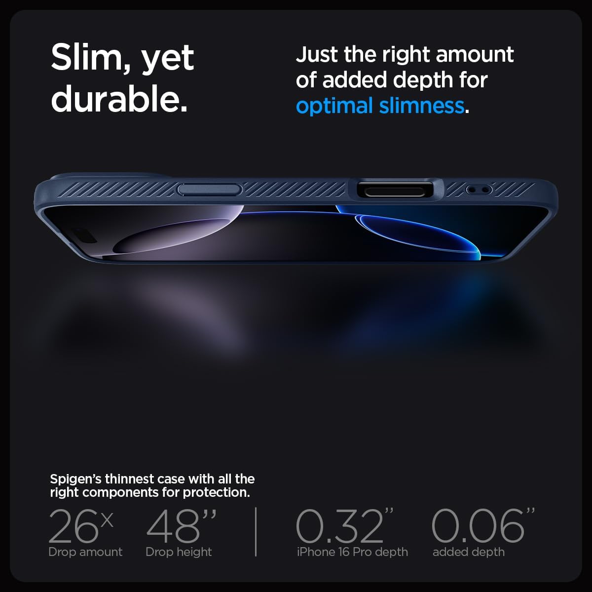 Spigen Liquid Air Designed for iPhone 16 Pro Case [NOT Compatible with MagSafe], [Military-Grade Protection] - Navy Blue