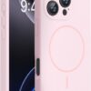 Miracase Magnetic for iPhone 16 Pro Case, [Soft Anti-Scratch Microfiber Lining], Compatible with MagSafe, Liquid Silicone Case Shockproof Drop Protection Phone Case for 16 Pro,Sand Pink