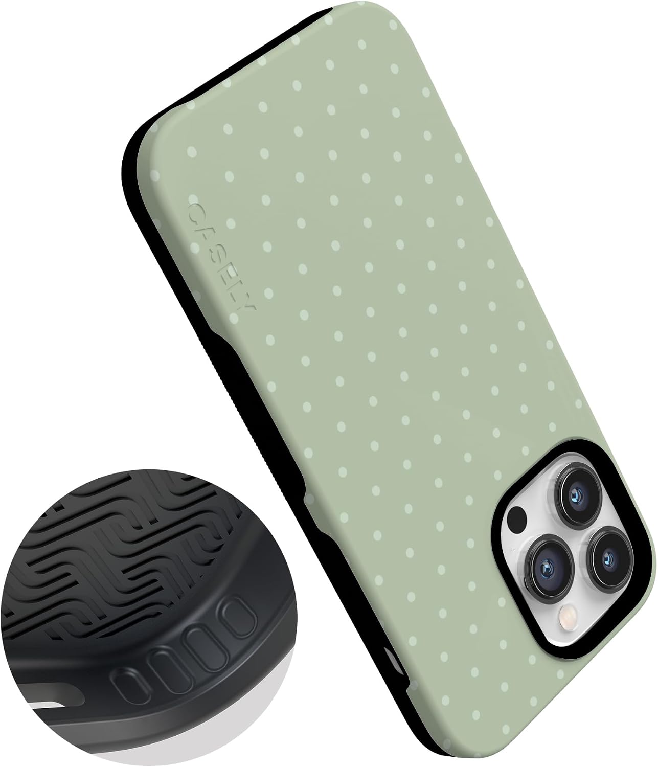 614toHGeBL._AC_SL1500_ Casely iPhone 14 Pro Case | On the Dot | Green Polka Dot | Bold Protective Design | Compatible with MagSafe