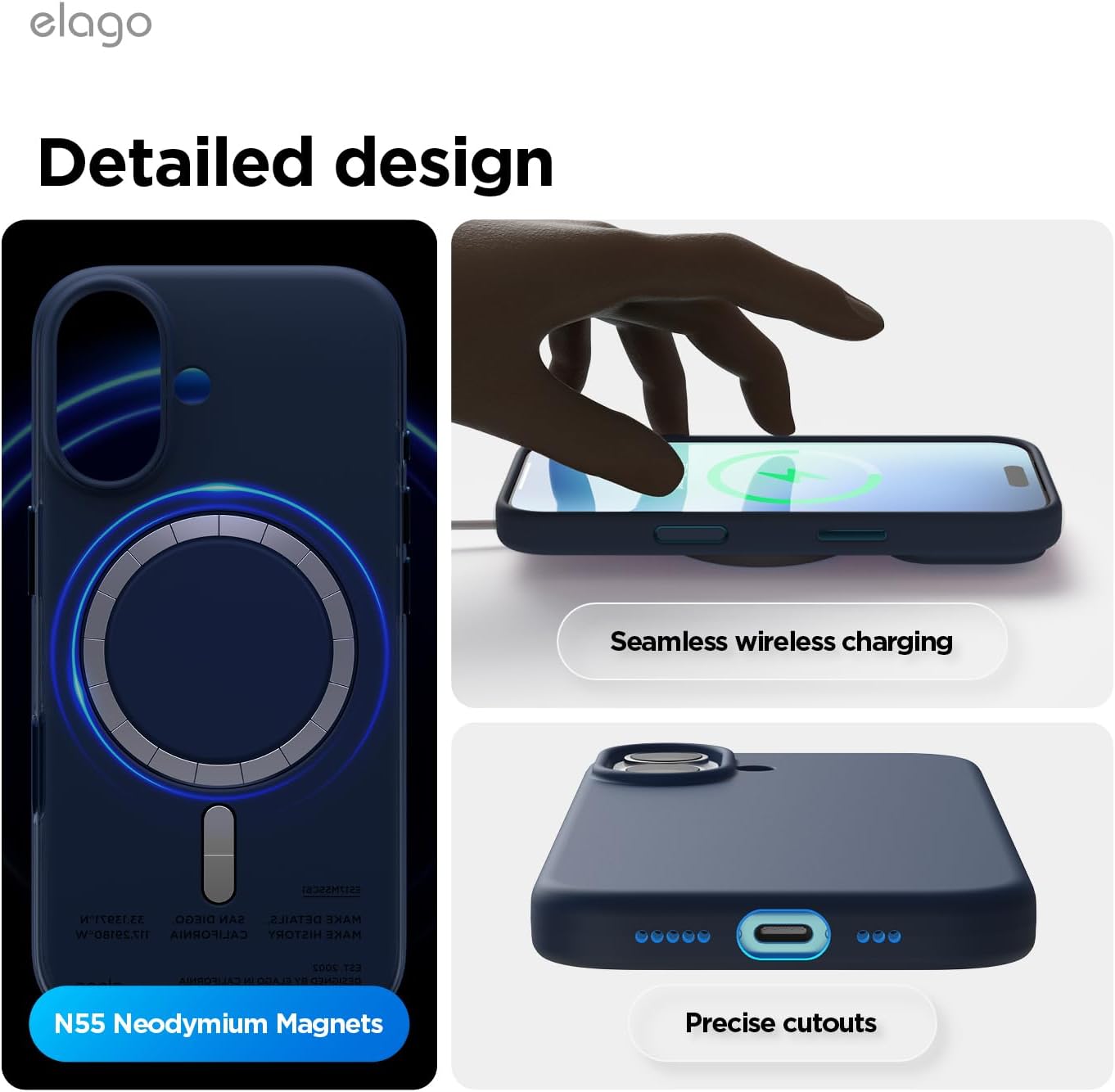 614wQjki8TL._AC_SL1500_ elago for iPhone 17 Case, Premium Magnetic Silicone Case, Compatible with MagSafe, Liquid Silicone Material, Protective Cover, Shockproof, Slim Phone, 6.3 inch (Jean Indigo)