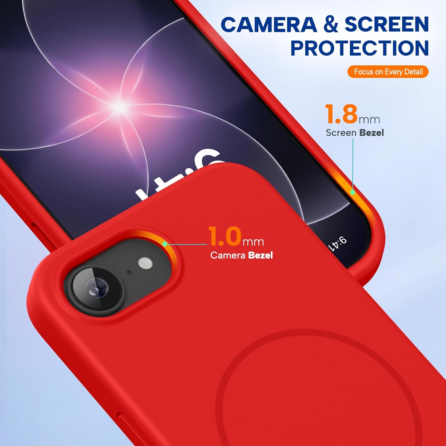 Miracase Magnetic for iPhone 17e Case & iPhone 16e Case, [Soft Anti-Scratch Microfiber Lining], Compatible with MagSafe, Silicone Shockproof Protection Phone Case for iPhone 17e/16e, Red