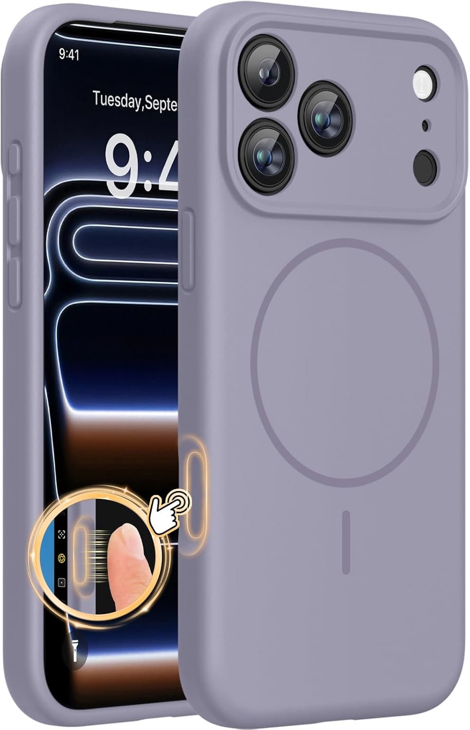 617SJVuBCQL._AC_SL1500_ Miracase Magnetic for iPhone 17 Pro Case, Compatible with MagSafe, Integrated Silicone Camera Control Cover, 3.0mm Thicken Shockproof Drop Protection Phone Case for 17 Pro,Lavender Gray