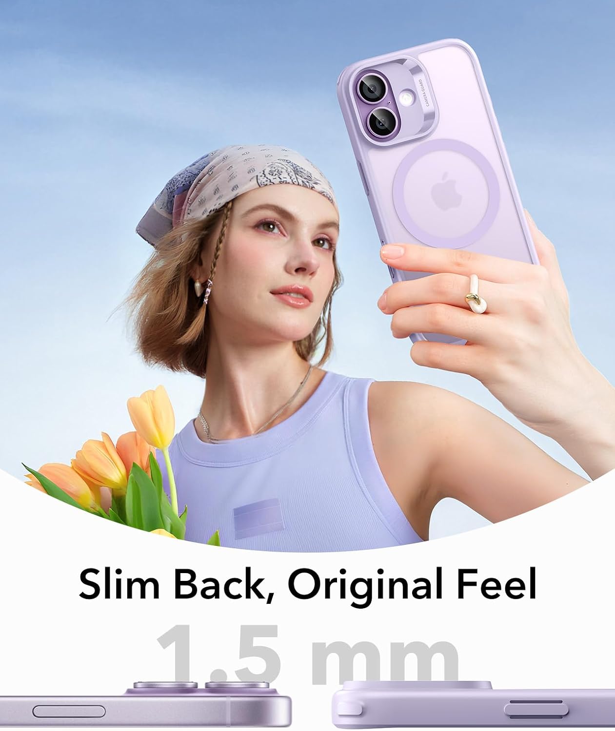 618KFqAjL._AC_SL1500_ ESR for iPhone 17 Case, Camera Control Cover, Compatible with MagSafe, Shockproof Military-Grade Protection, Magnetic Phone Case for iPhone 17, Classic Hybrid Case, Frosted Light Purple
