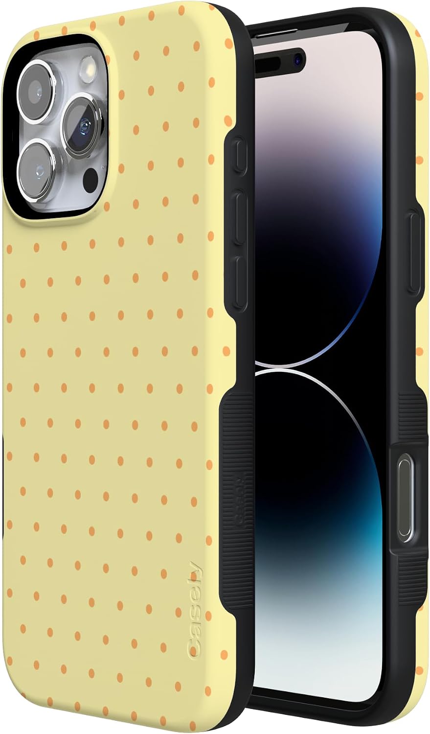 618Lu2rYHNL._AC_SL1500_ Casely iPhone 16 Pro Max Case | On the Dot | Yellow Polka Dot | Bold Protective Design | Compatible with MagSafe
