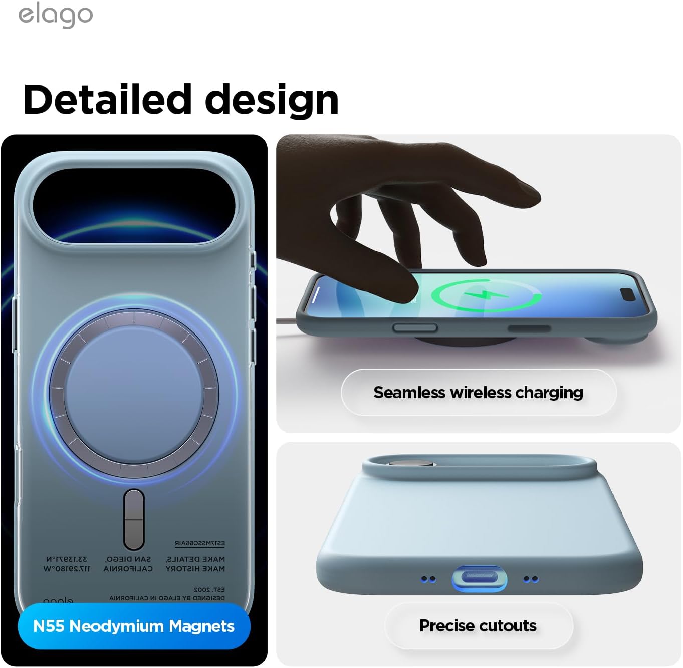 elago for iPhone Air Case, Premium Magnetic Silicone Case, Compatible with MagSafe, Liquid Silicone Material, Protective Cover, Shockproof, Slim Phone, 6.5 inch (Sky Blue)