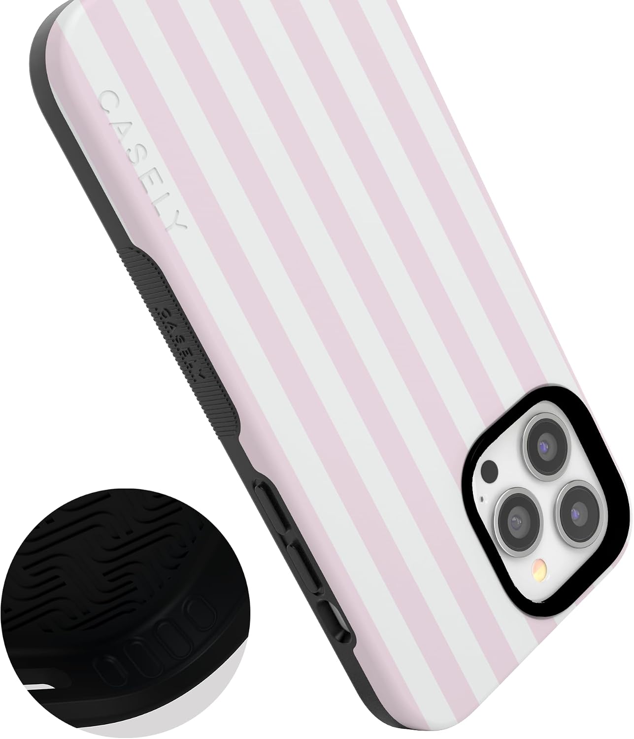 618v8jbsiYL._AC_SL1500_ Casely iPhone 13 Pro Case | Sunday Best | Pink Stripes | Bold Protective Design | Compatible with MagSafe