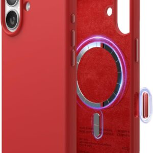 elago for iPhone 17 Case, Premium Magnetic Silicone Case, Compatible with MagSafe, Liquid Silicone Material, Protective Cover, Shockproof, Slim Phone, 6.3 inch (Red)