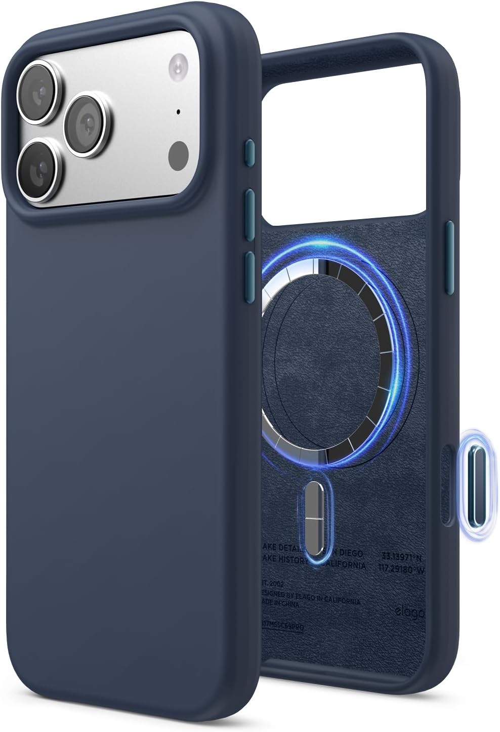 619PcSy6-L._AC_SL1500_ elago for iPhone 17 Pro Max Case, Premium Magnetic Silicone Case, Compatible with MagSafe, Liquid Silicone Material, Protective Cover, Shockproof, Slim Phone, 6.9 inch (Jean Indigo)