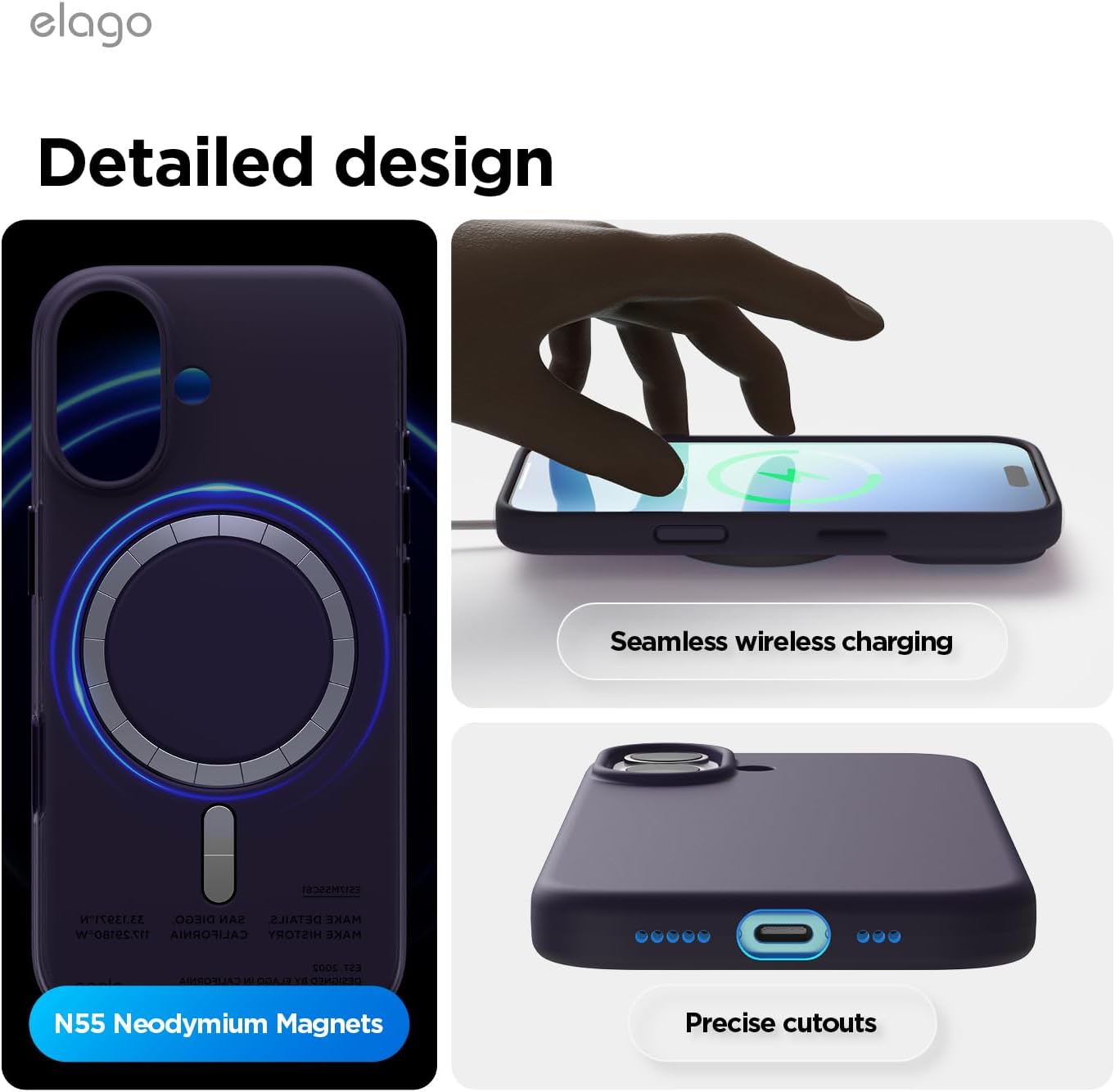 619pMqwozEL._AC_SL1500_ elago for iPhone 17 Case, Premium Magnetic Silicone Case, Compatible with MagSafe, Liquid Silicone Material, Protective Cover, Shockproof, Slim Phone, 6.3 inch (Deep Purple)