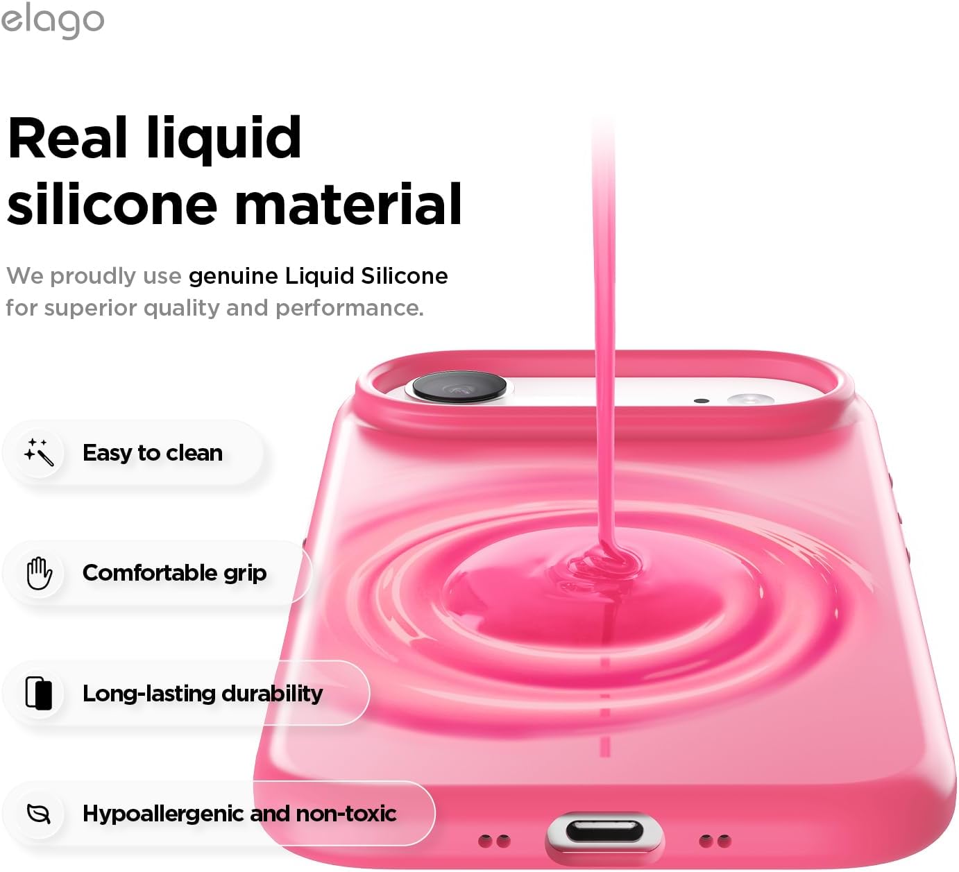 619t4GPcKWL._AC_SL1500_ elago for iPhone Air Case, Premium Magnetic Silicone Case, Compatible with MagSafe, Liquid Silicone Material, Protective Cover, Shockproof, Slim Phone, 6.5 inch (Ice Red)