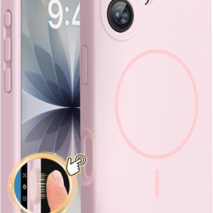 Miracase Magnetic for iPhone 17 Case, Compatible with MagSafe, Integrated Silicone Camera Control Cover, 3.0mm Thicken Shockproof Drop Protection Phone Case for 17,Sand Pink