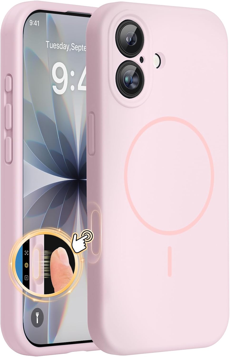 619xNCINpL._AC_SL1500_ Miracase Magnetic for iPhone 17 Case, Compatible with MagSafe, Integrated Silicone Camera Control Cover, 3.0mm Thicken Shockproof Drop Protection Phone Case for 17,Sand Pink