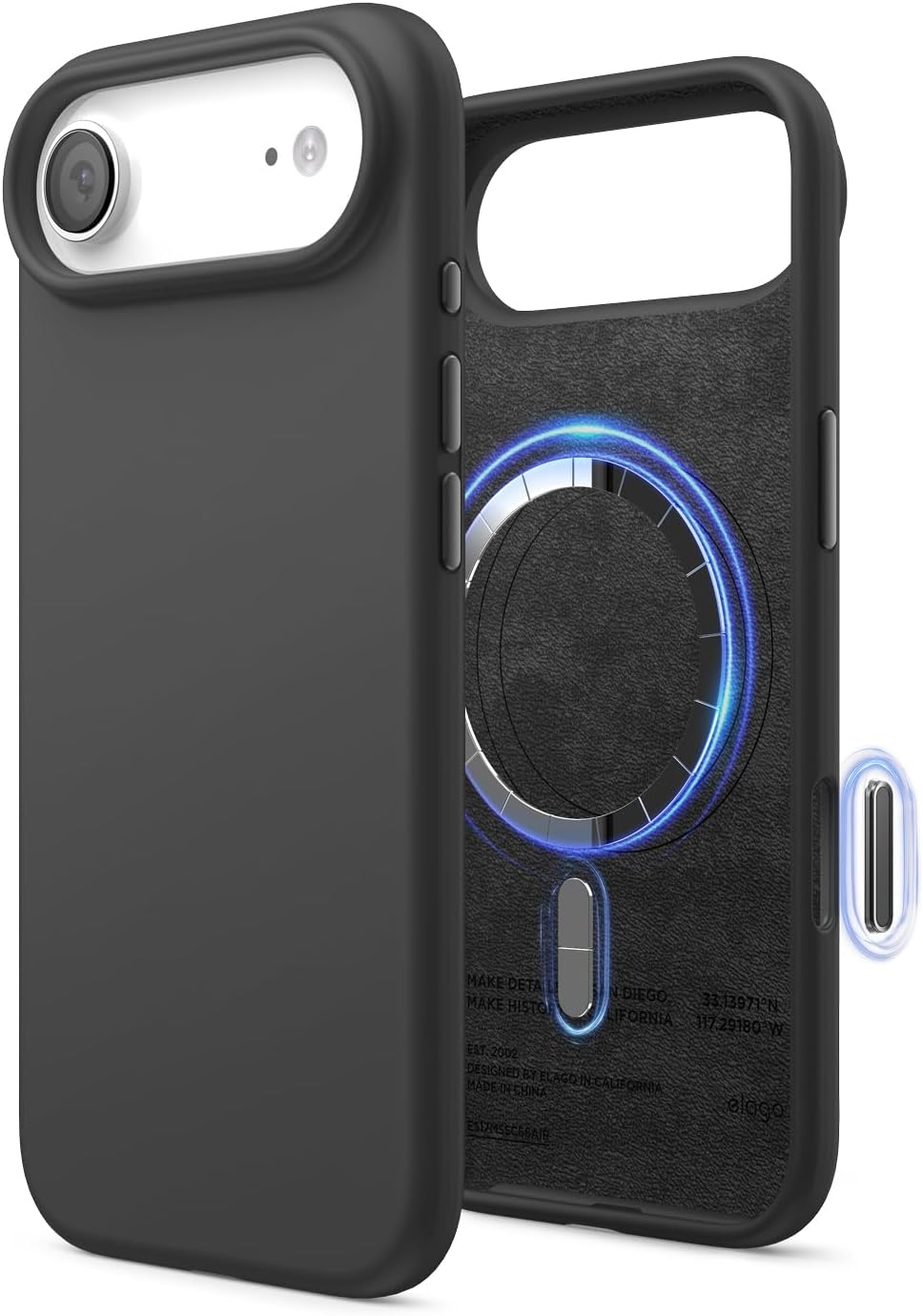 61AI3nxMe9L._AC_SL1500_ elago for iPhone Air Case, Premium Magnetic Silicone Case, Compatible with MagSafe, Liquid Silicone Material, Protective Cover, Shockproof, Slim Phone, 6.5 inch (Black)