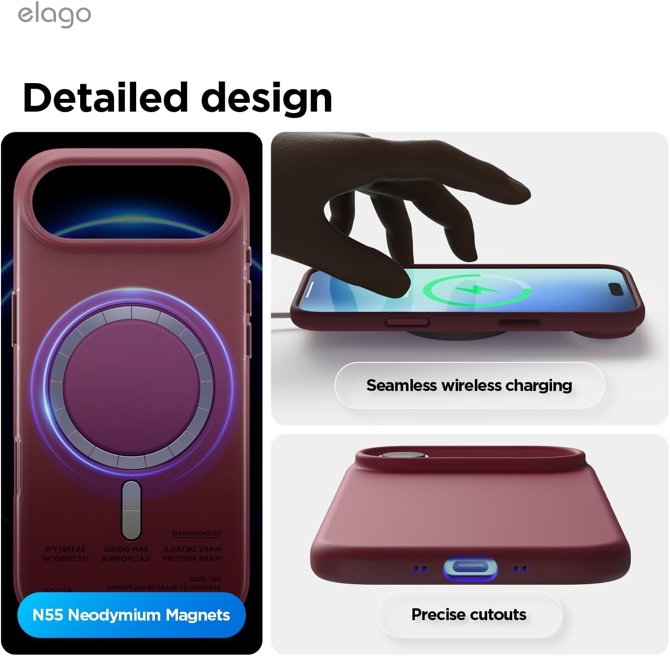 61AeAeB0cHL._AC_SL1500_ elago for iPhone Air Case, Premium Magnetic Silicone Case, Compatible with MagSafe, Liquid Silicone Material, Protective Cover, Shockproof, Slim Phone, 6.5 inch (Burgundy)
