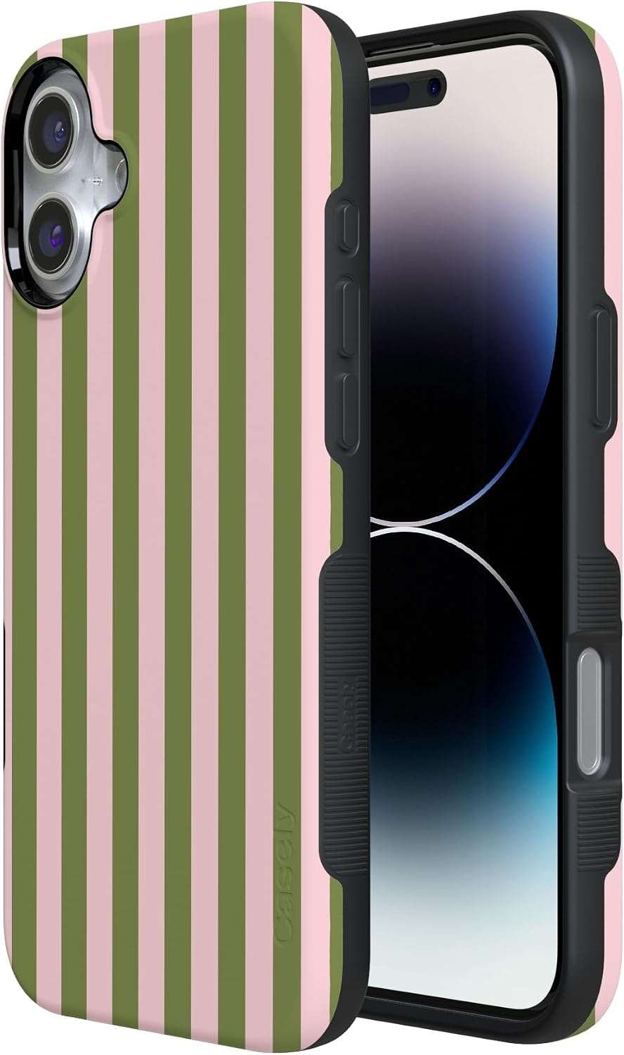 61AqXiLJTL._AC_SL1500_ Casely iPhone 16 Case | Summer Stripes | Sunday Best | Bold Protective Design | Compatible with MagSafe