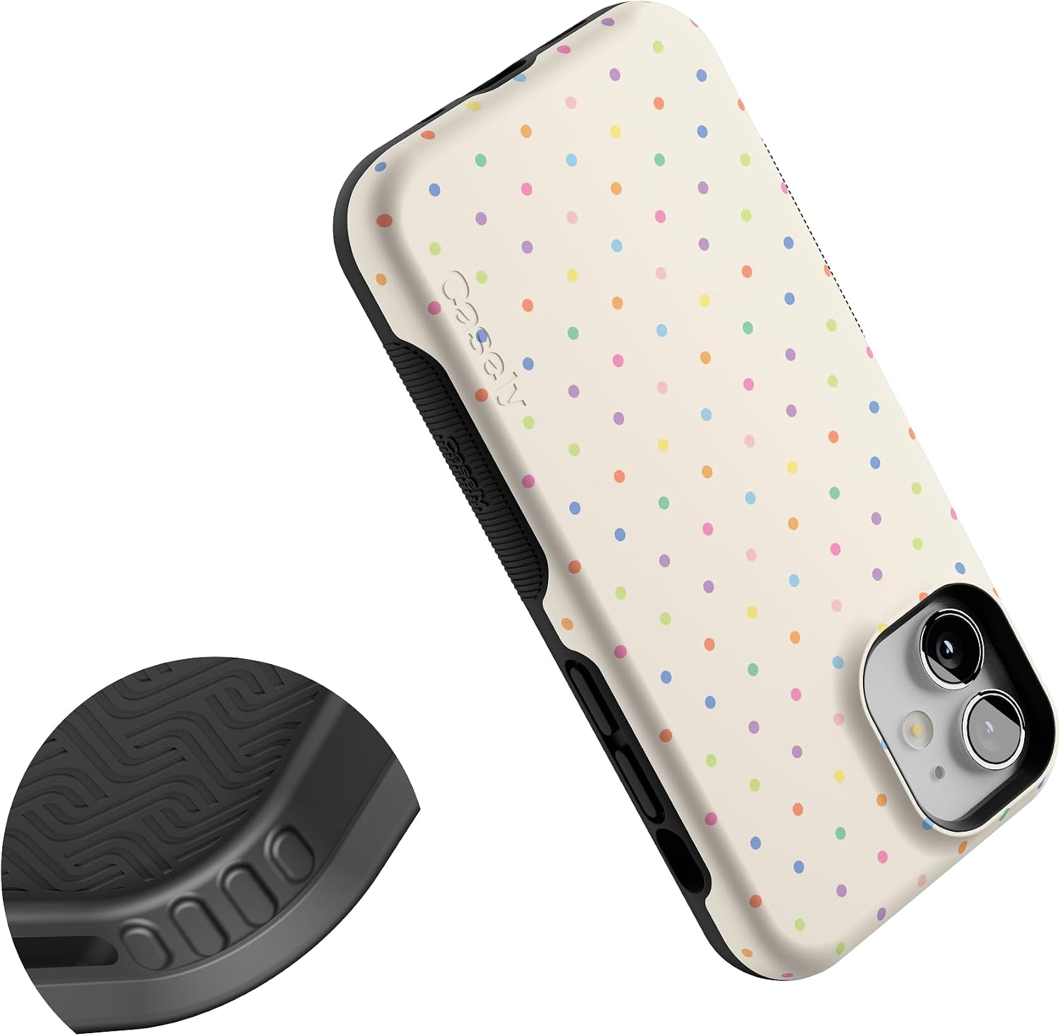61BzpNmBW6L._AC_SL1500_ Casely iPhone 12 Mini Case | On the Dot | Rainbow Polka Dot | Bold Protective Design | Compatible with MagSafe
