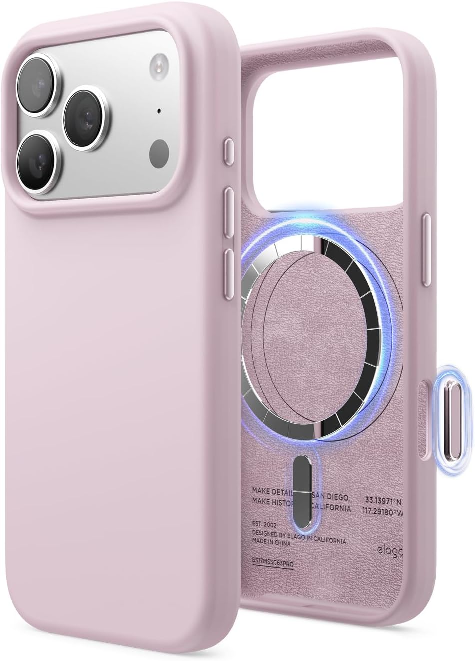 61C8p-yt9LL._AC_SL1500_ elago for iPhone 17 Pro Case, Premium Magnetic Silicone Case, Compatible with MagSafe, Liquid Silicone Material, Protective Cover, Shockproof, Slim Phone, 6.3 inch (Light Lilac)