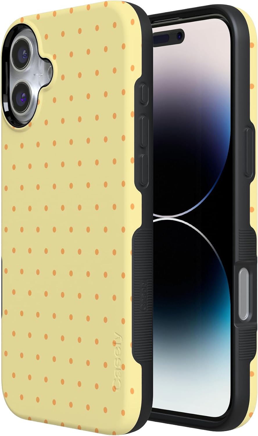 61CHdTjXw4L._AC_SL1500_ Casely iPhone 16 Plus Case | On the Dot | Yellow Polka Dot | Bold Protective Design | Compatible with MagSafe