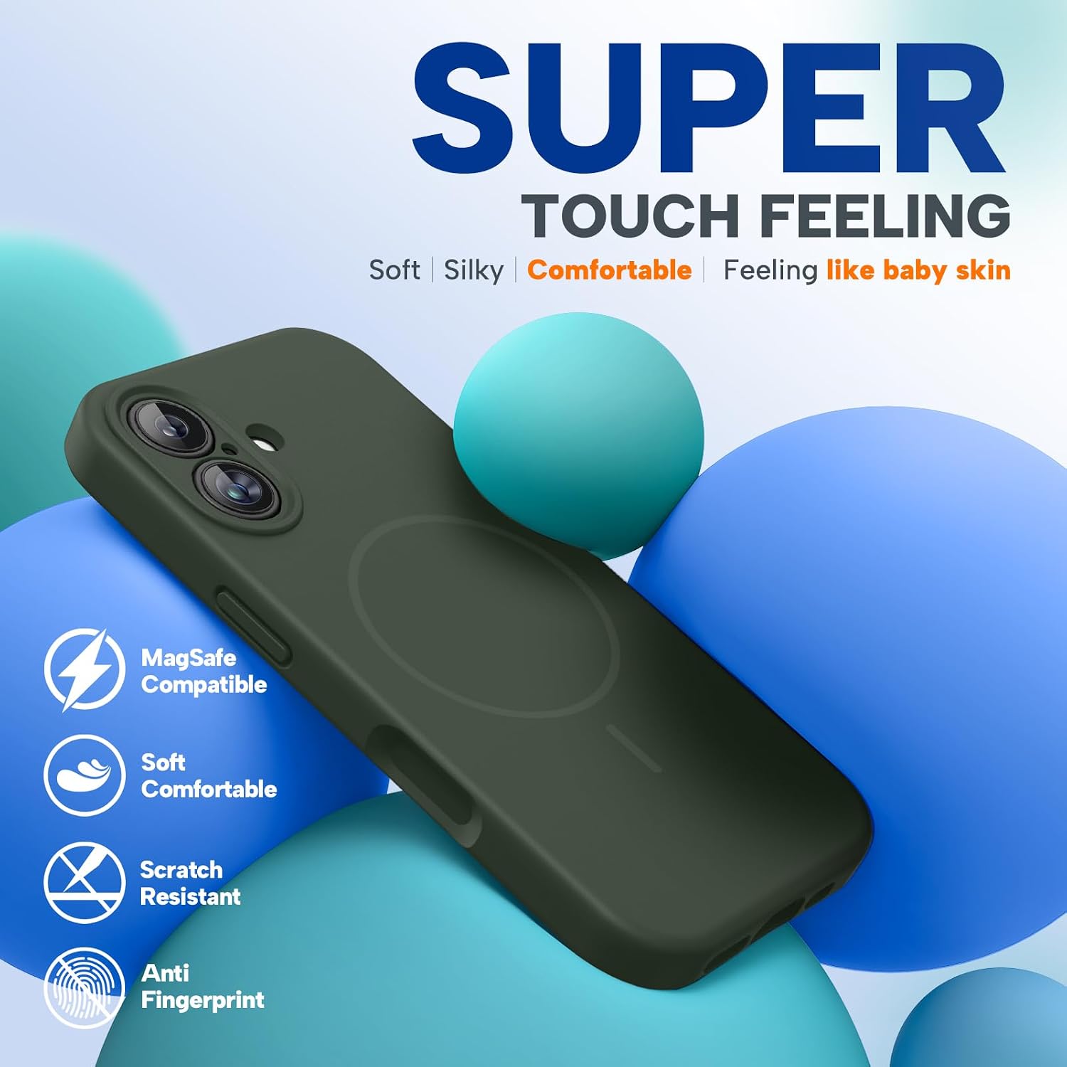 61CJOMby1VL._AC_SL1500_ Miracase Magnetic for iPhone 17 Case, Compatible with MagSafe, Integrated Silicone Camera Control Cover, 3.0mm Thicken Shockproof Drop Protection Phone Case for 17,Dark Green