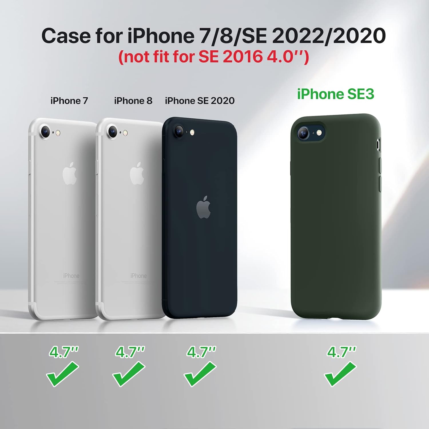 61Cmp-RJIHL._AC_SL1500_ Miracase Ultra Slim Designed for iPhone SE Case 2022(3rd Gen)/iPhone SE 2020 Case(2nd Gen)/iPhone 7 Case/iPhone 8 Case with Screen Protector, Multi-Color Silicone Shockproof Phone Case(Dark Green)