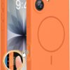 Miracase Magnetic for iPhone 17 Case, Compatible with MagSafe, Integrated Silicone Camera Control Cover, 3.0mm Thicken Shockproof Drop Protection Phone Case for 17,Sunset Orange
