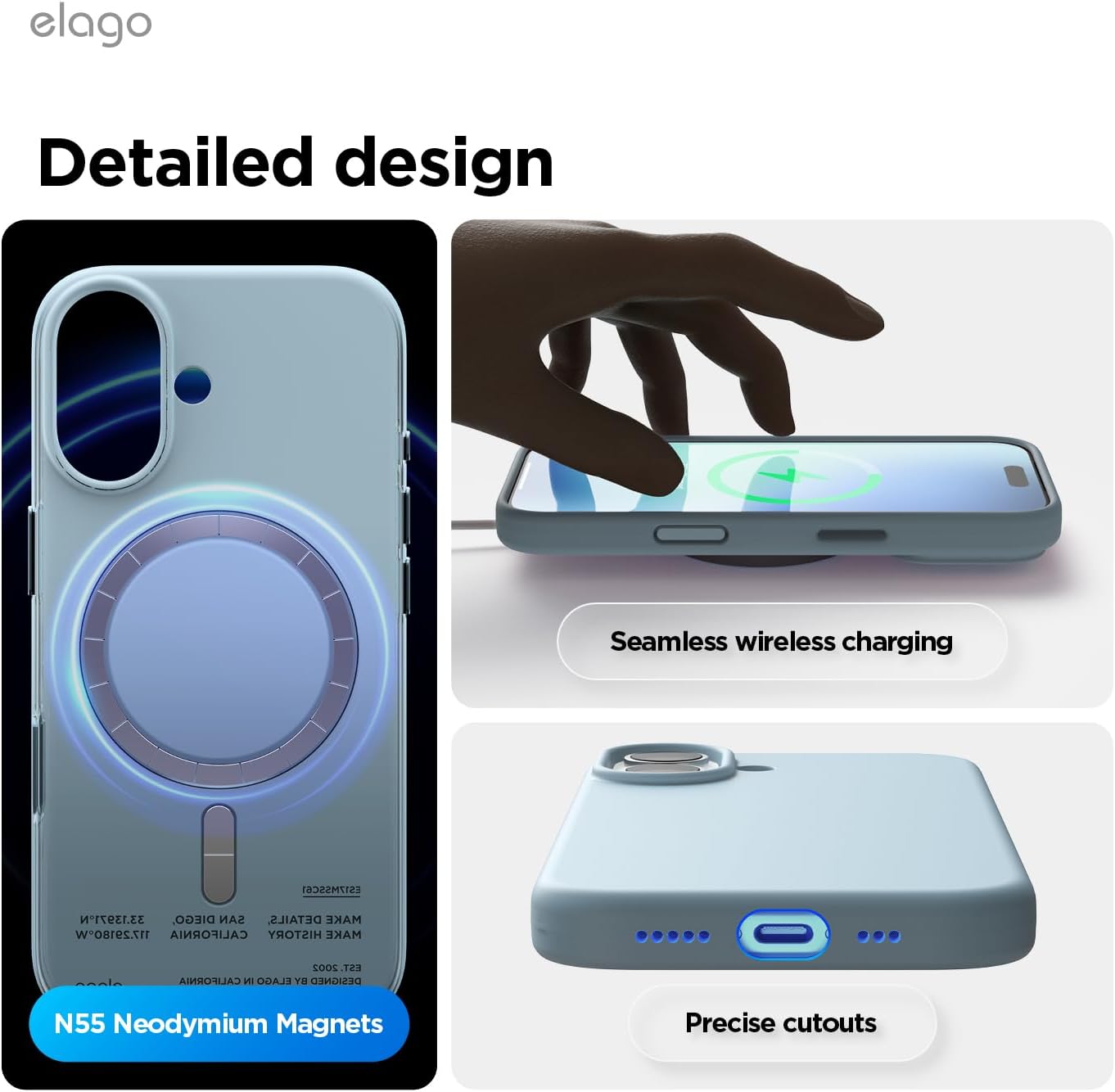 elago for iPhone 17 Case, Premium Magnetic Silicone Case, Compatible with MagSafe, Liquid Silicone Material, Protective Cover, Shockproof, Slim Phone, 6.3 inch (Sky Blue)