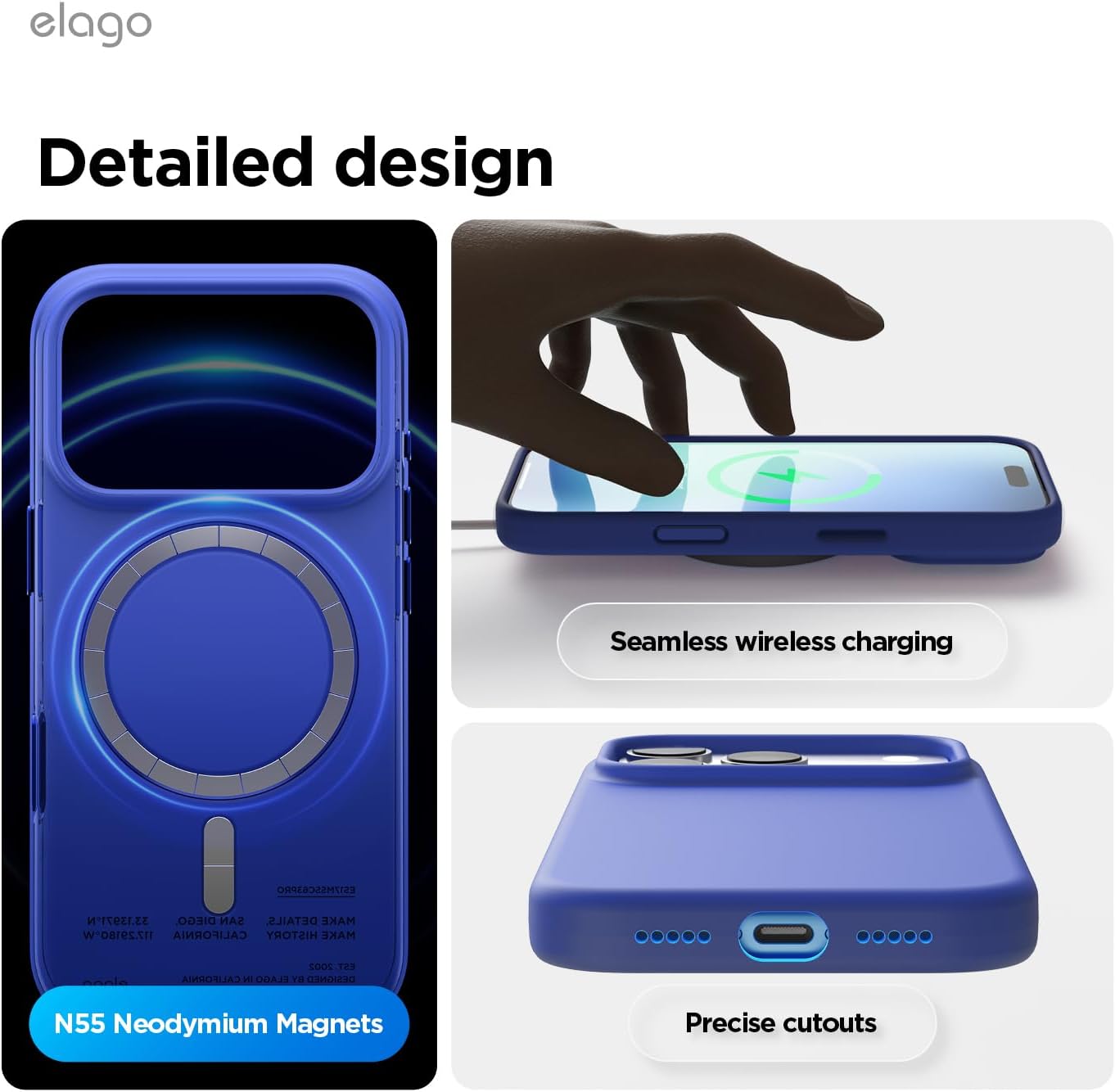 61CxejfmITL._AC_SL1500_ elago for iPhone 17 Pro Case, Premium Magnetic Silicone Case, Compatible with MagSafe, Liquid Silicone Material, Protective Cover, Shockproof, Slim Phone, 6.3 inch (Cobalt Blue)
