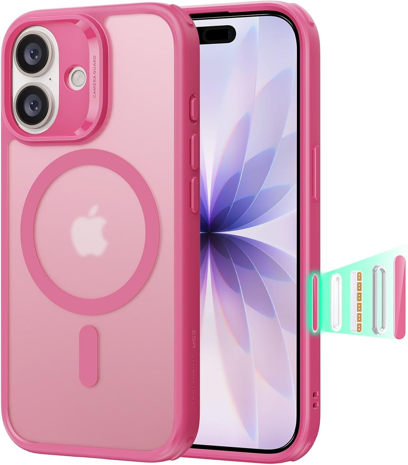 61CzCEAkKWL._AC_SL1500_ ESR for iPhone 17 Case, Camera Control Cover, Compatible with MagSafe, Shockproof Military-Grade Protection, Magnetic Phone Case for iPhone 17, Classic Hybrid Case, Frosted Pink