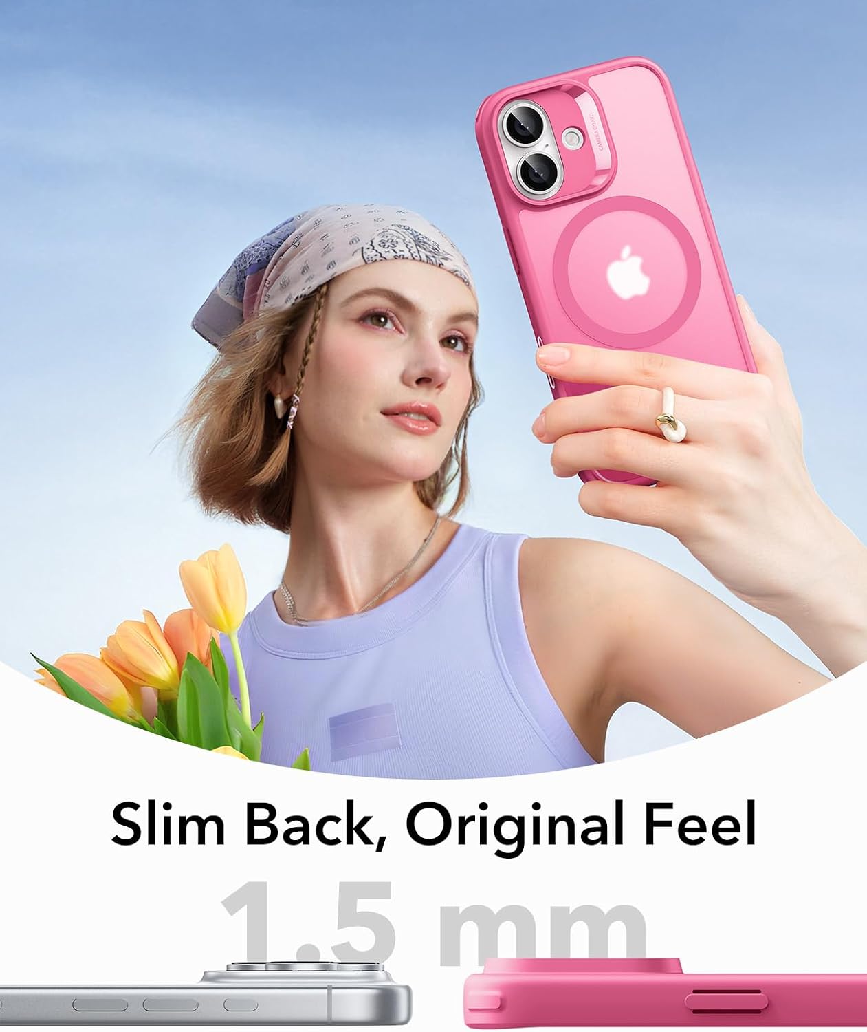 61D8WNrcyNL._AC_SL1500_ ESR for iPhone 17 Case, Camera Control Cover, Compatible with MagSafe, Shockproof Military-Grade Protection, Magnetic Phone Case for iPhone 17, Classic Hybrid Case, Frosted Pink