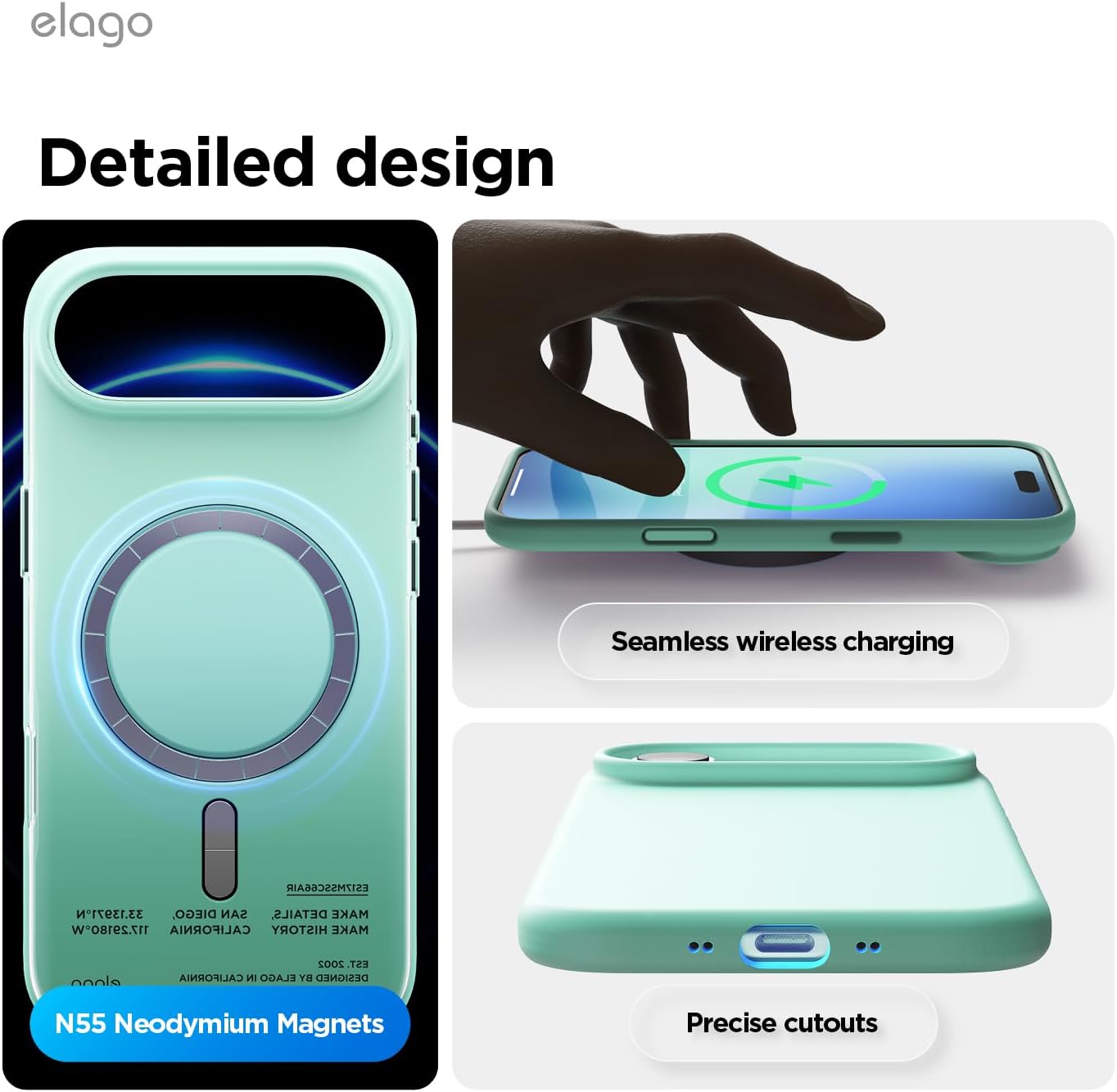 61DFW4qwWHL._AC_SL1500_ elago for iPhone Air Case, Premium Magnetic Silicone Case, Compatible with MagSafe, Liquid Silicone Material, Protective Cover, Shockproof, Slim Phone, 6.5 inch (Aqua Sky)