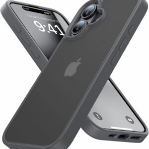 Eastinbox for iPhone 16 Case [16FT Military Grade Shockproof], Anti-Slip Anti-Scratch, Slim Translucent Frosted Matte Protective Cover, i Phone 16 Phone Case 6.1", Gray