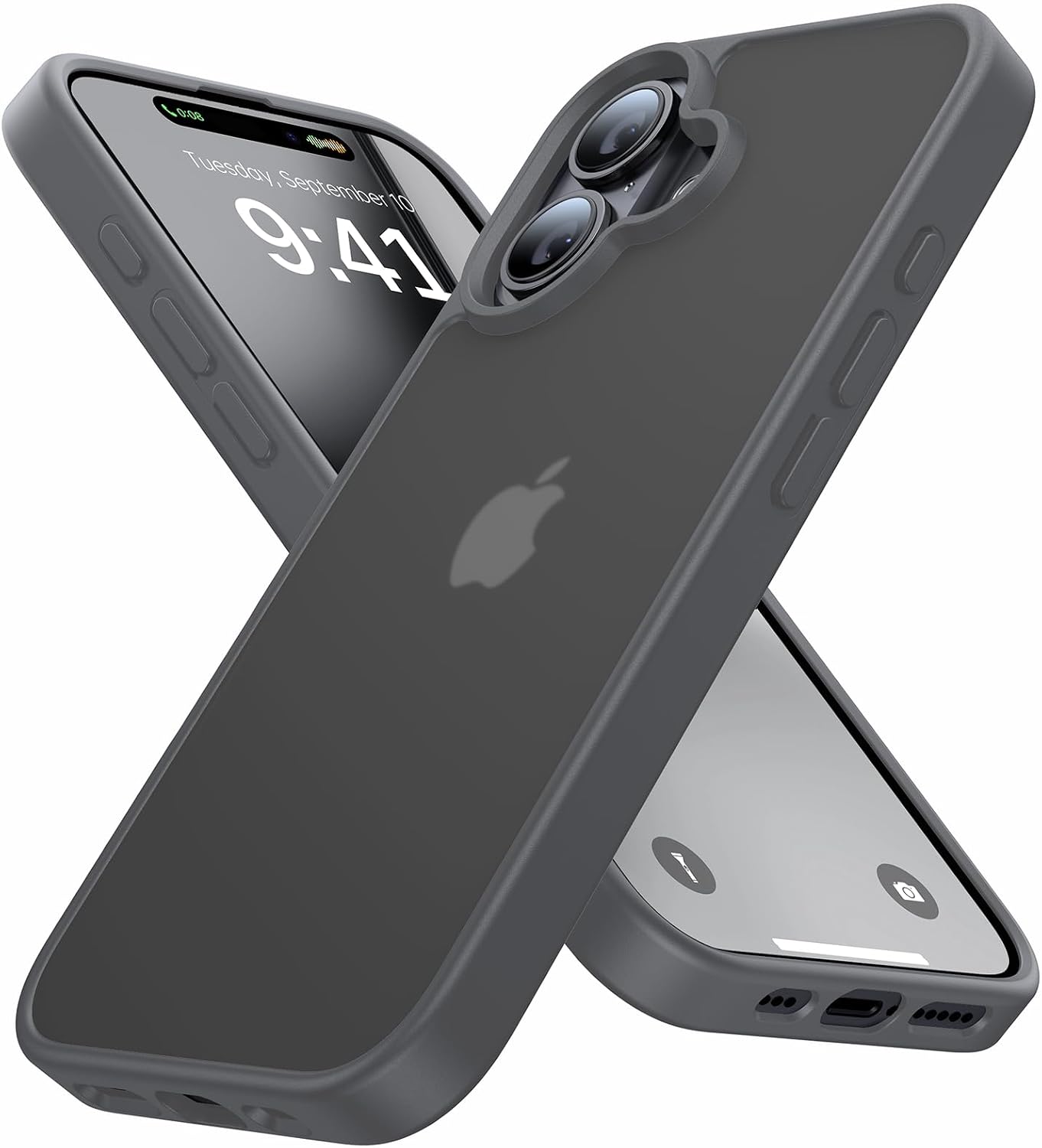 Eastinbox for iPhone 16 Case [16FT Military Grade Shockproof], Anti-Slip Anti-Scratch, Slim Translucent Frosted Matte Protective Cover, i Phone 16 Phone Case 6.1", Gray