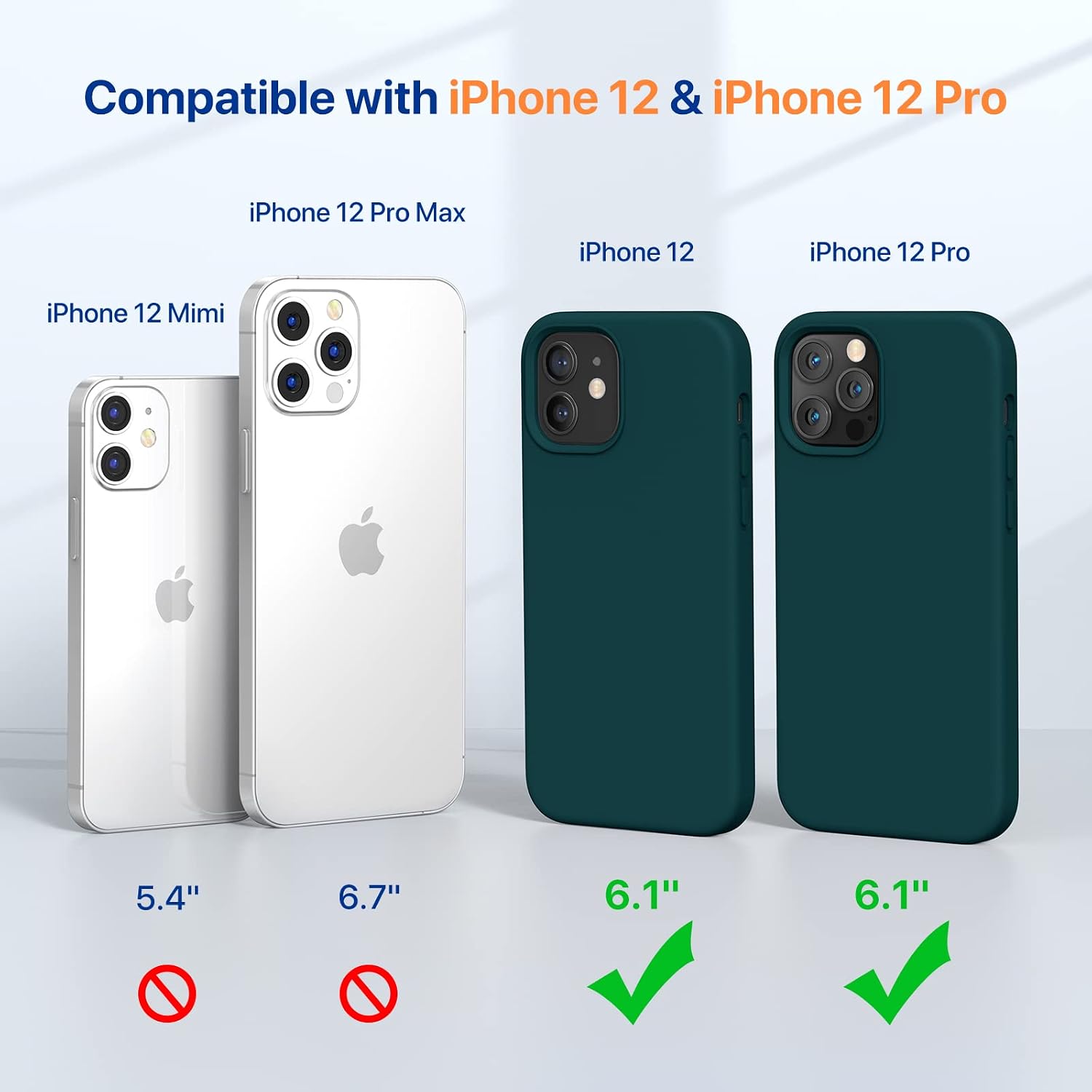 61DkcI9gJyL._AC_SL1500_ Miracase Compatible with iPhone 12 Case and iPhone 12 Pro Case, Liquid Silicone Gel Rubber Full Body Protection Shockproof Drop Protection Phone Case for iPhone 12/12 Pro 6.1 inch, Teal