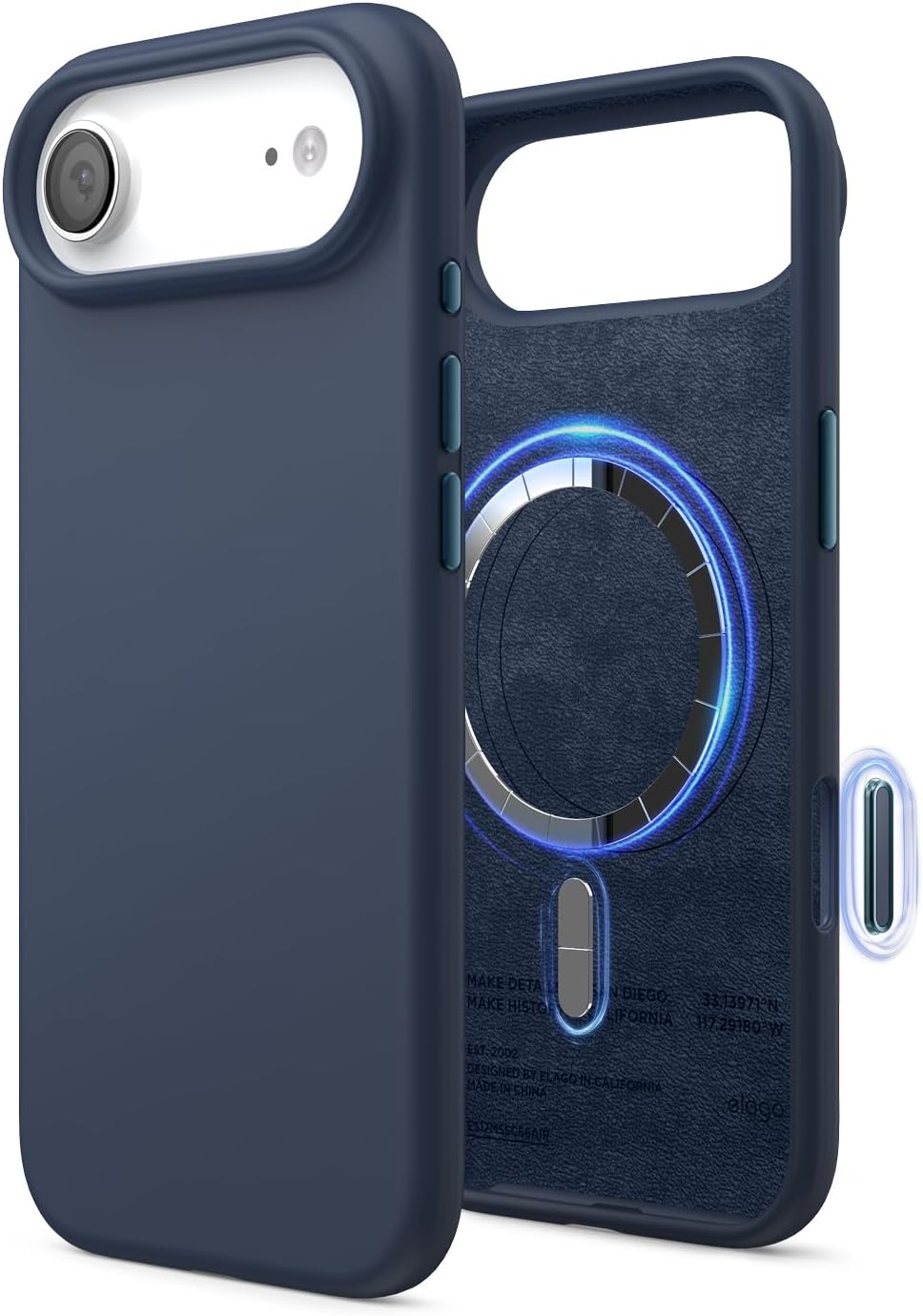 61DmL56-lkL._AC_SL1500_ elago for iPhone Air Case, Premium Magnetic Silicone Case, Compatible with MagSafe, Liquid Silicone Material, Protective Cover, Shockproof, Slim Phone, 6.5 inch (Jean Indigo)