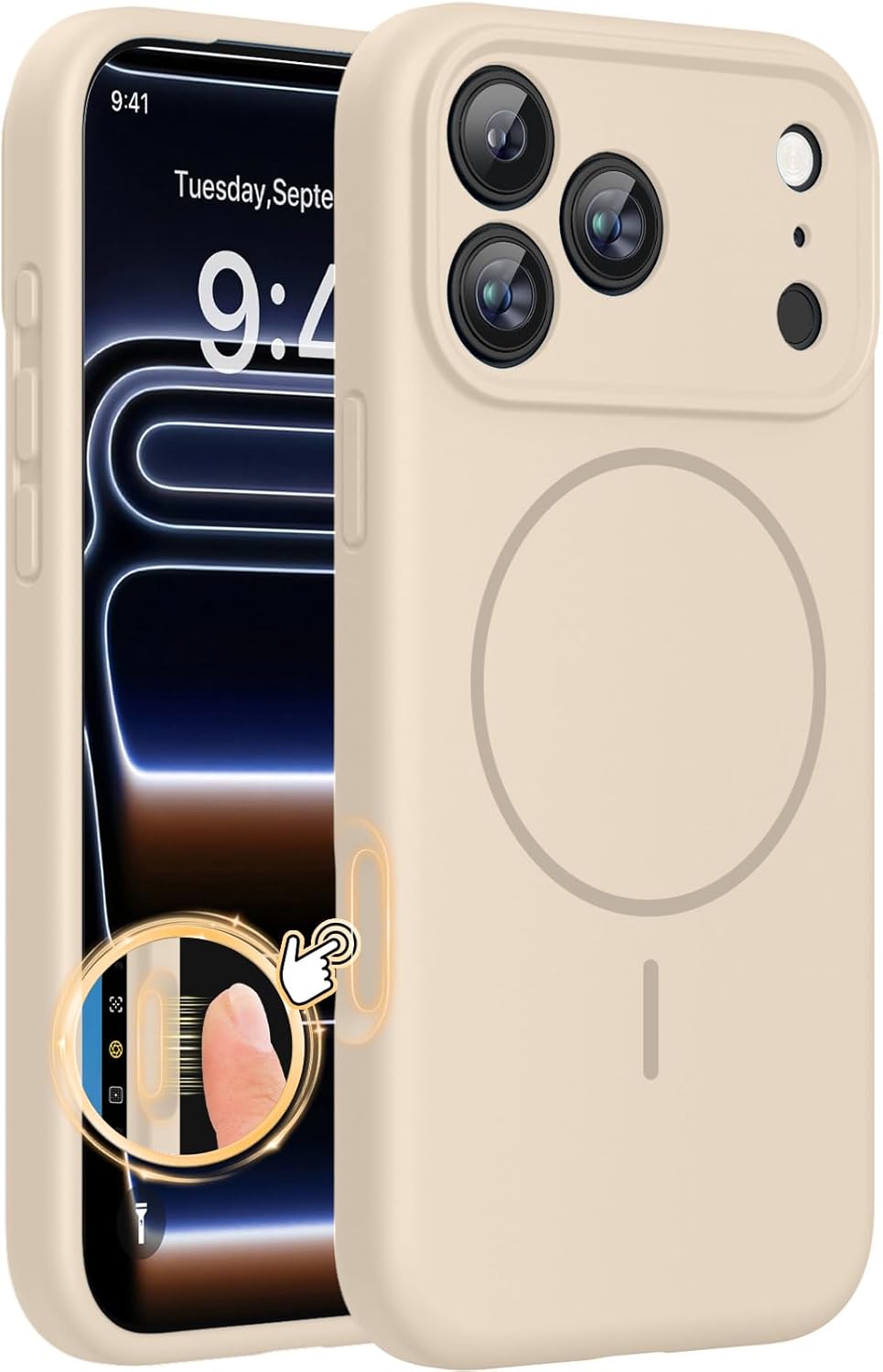 61Doa1U70ZL._AC_SL1500_ Miracase Magnetic for iPhone 17 Pro Max Case, Compatible with MagSafe, Integrated Silicone Camera Control Cover, 3.0mm Thicken Shockproof Drop Protection Phone Case for 17 ProMax, Sand