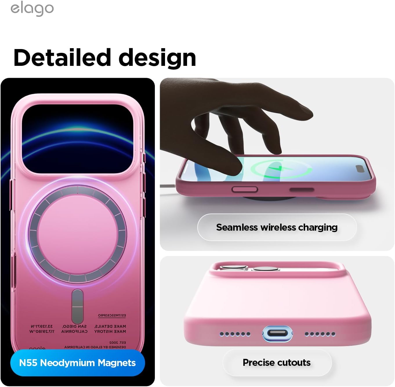 61DqCywG24L._AC_SL1500_ elago for iPhone 17 Pro Max Case, Premium Magnetic Silicone Case, Compatible with MagSafe, Liquid Silicone Material, Protective Cover, Shockproof, Slim Phone, 6.9 inch (Hot Pink)
