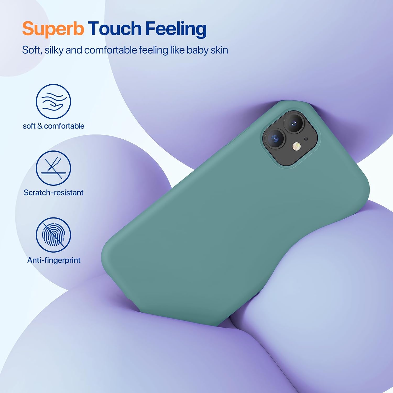 61DrIexPavL._AC_SL1500_ Miracase Designed for iPhone 11 Phone Case, with Screen Protector, Liquid Silicone Gel Rubber Drop Protection Shockproof Cover Phone Case for iPhone 11, Midnight Green