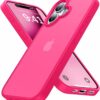 Eastinbox for iPhone 16 Case [16FT Military Grade Shockproof], Anti-Slip Anti-Scratch, Slim Translucent Frosted Matte Protective Cover, i Phone 16 Phone Case 6.1", Hotpink