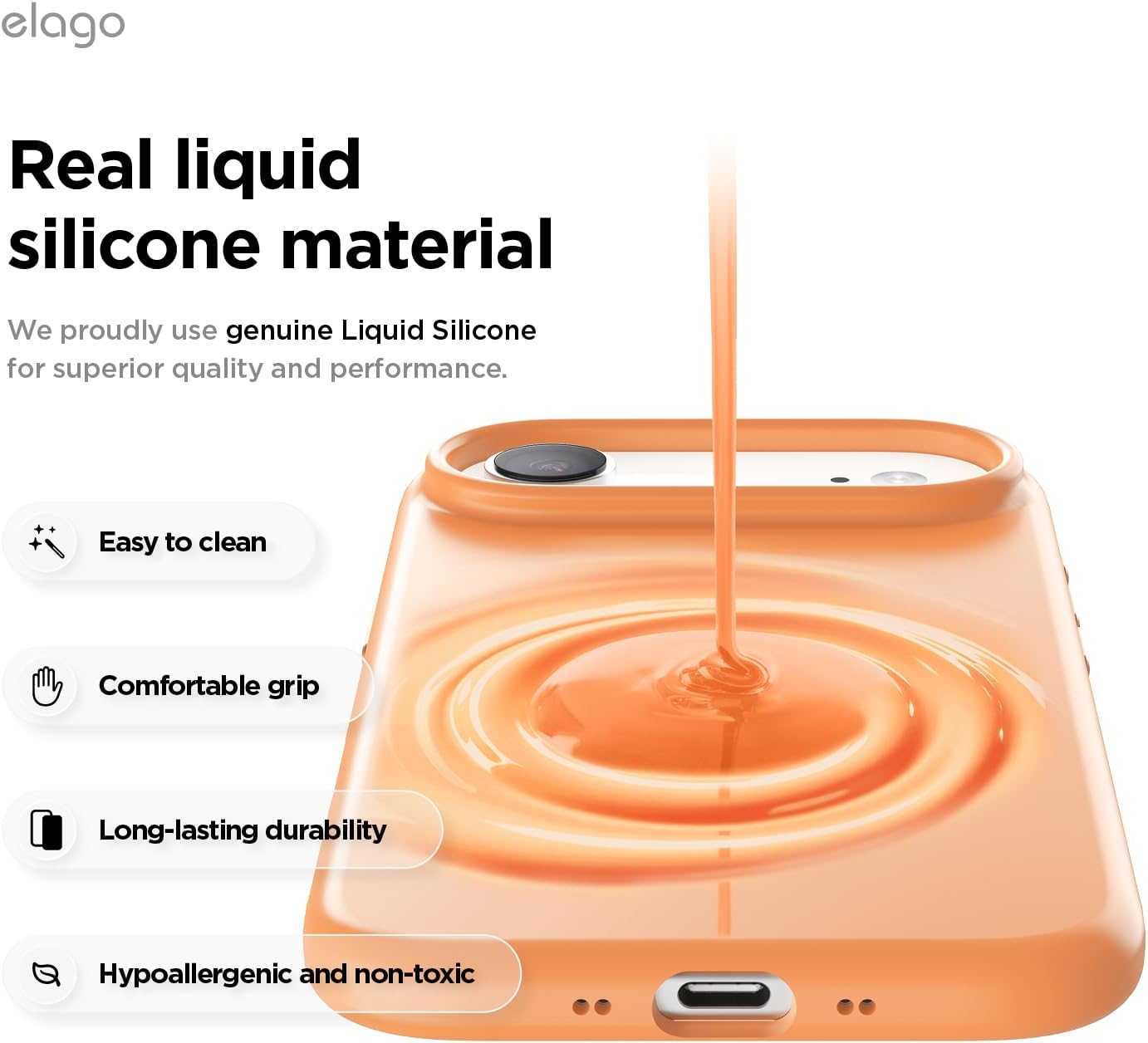 61EBbZPmEAL._AC_SL1500_ elago for iPhone Air Case, Premium Magnetic Silicone Case, Compatible with MagSafe, Liquid Silicone Material, Protective Cover, Shockproof, Slim Phone, 6.5 inch (Orange)