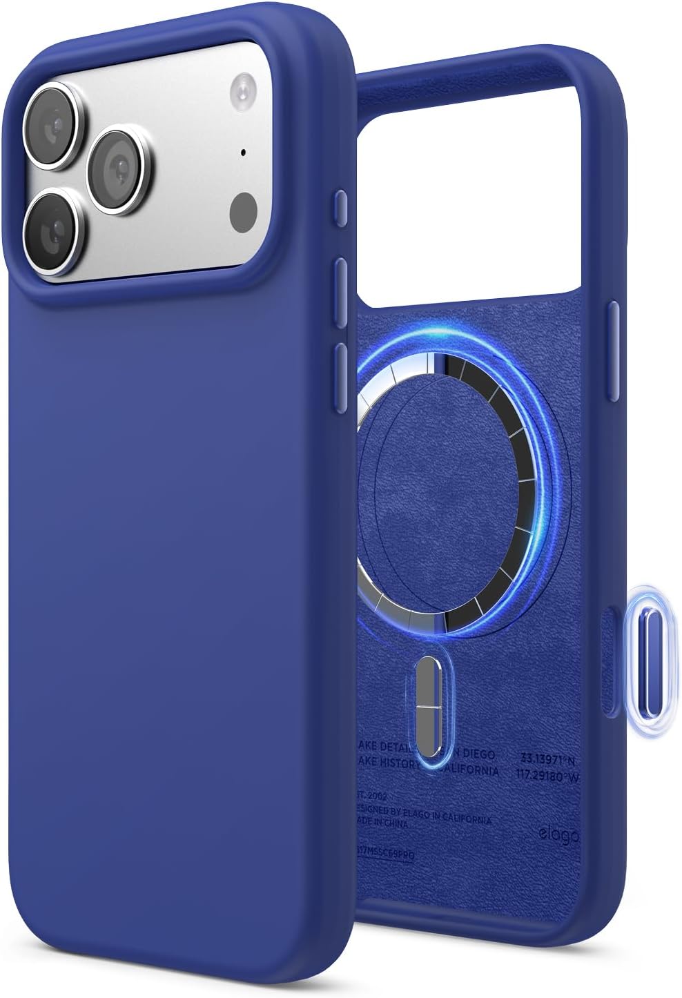 61EDjh8JZjL._AC_SL1500_ elago for iPhone 17 Pro Max Case, Premium Magnetic Silicone Case, Compatible with MagSafe, Liquid Silicone Material, Protective Cover, Shockproof, Slim Phone, 6.9 inch (Cobalt Blue)