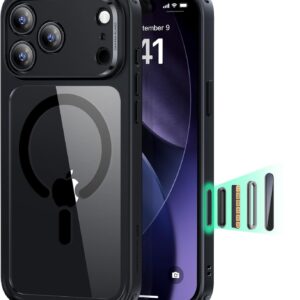 Miracase for iPhone 17 Pro Max Case 6.9" Full-Body Phone Case with Built-in Glass Screen Protector& Full Camera Protector,[Magnetic with MagSafe] Drop Proof 17 ProMax Cover, Grey Titanium