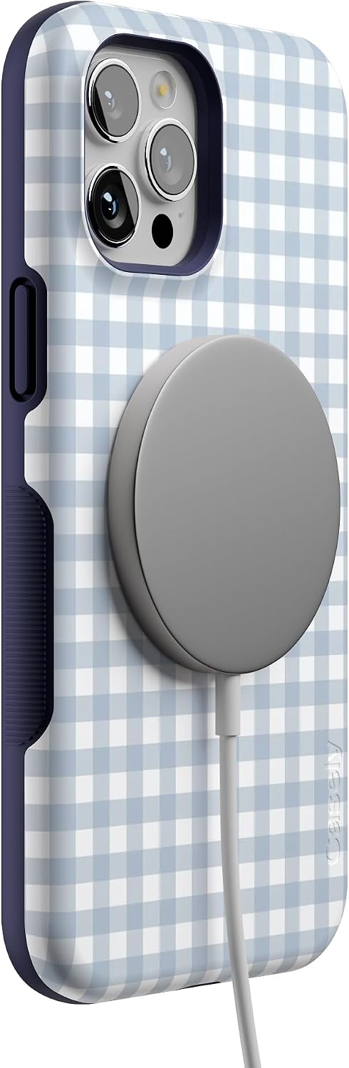 61EeXQ2R0L._AC_SL1500_ Casely iPhone 12 Pro Max Case | Pastel Picnic | Blue Gingham | Bold Protective Design | Compatible with MagSafe