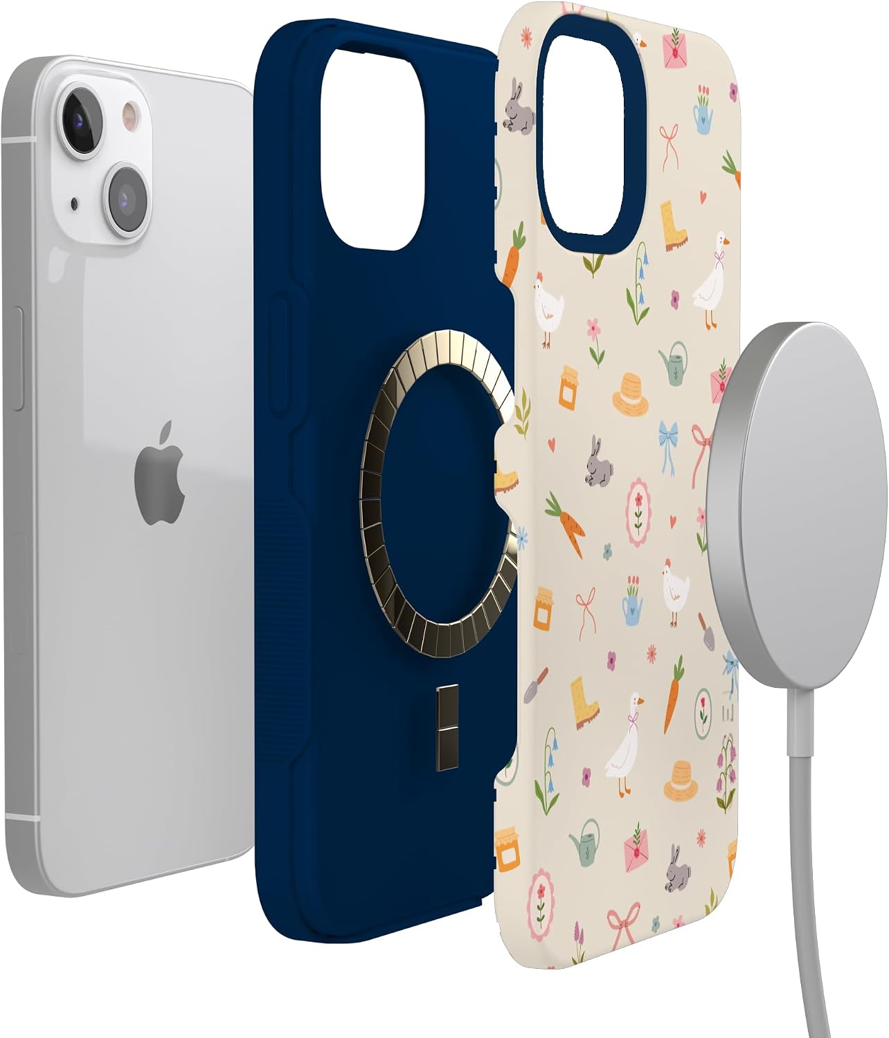 61Eh4AHmwfL._AC_SL1500_ Casely iPhone 13 Mini Case | Hoppy Garden | Spring Things | Bold Protective Design | Compatible with MagSafe